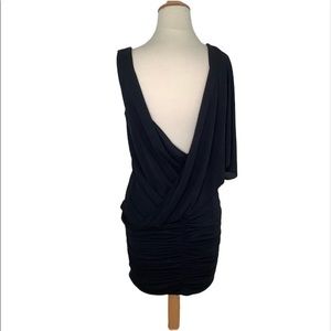 BCBGMaxazria MCKENNA one shoulder plung back little black dress size M NWT